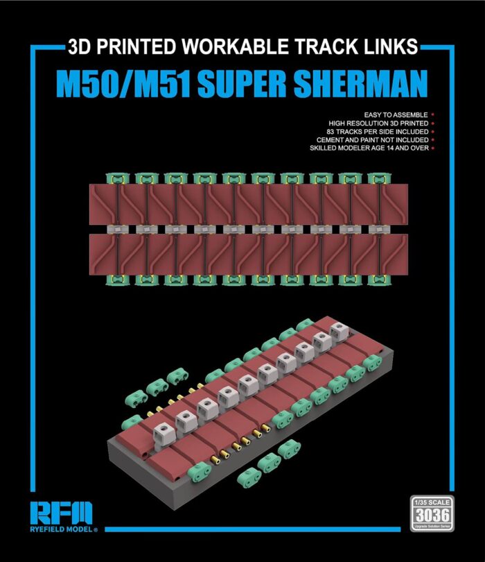 M50/M51 Super Sherman 3D Printed Workable Track Links Boxart.
